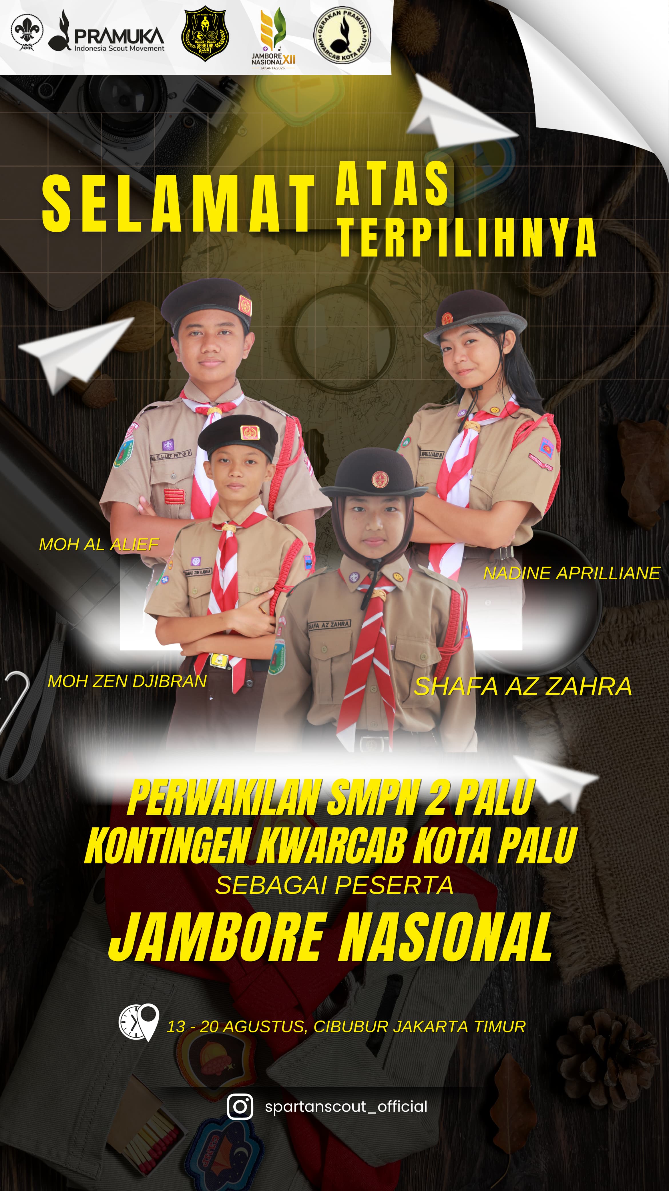 Empat Siswa SMP Negeri 2 Palu Lolos sebagai Duta Spendu untuk Jambore Nasional di Cibubur