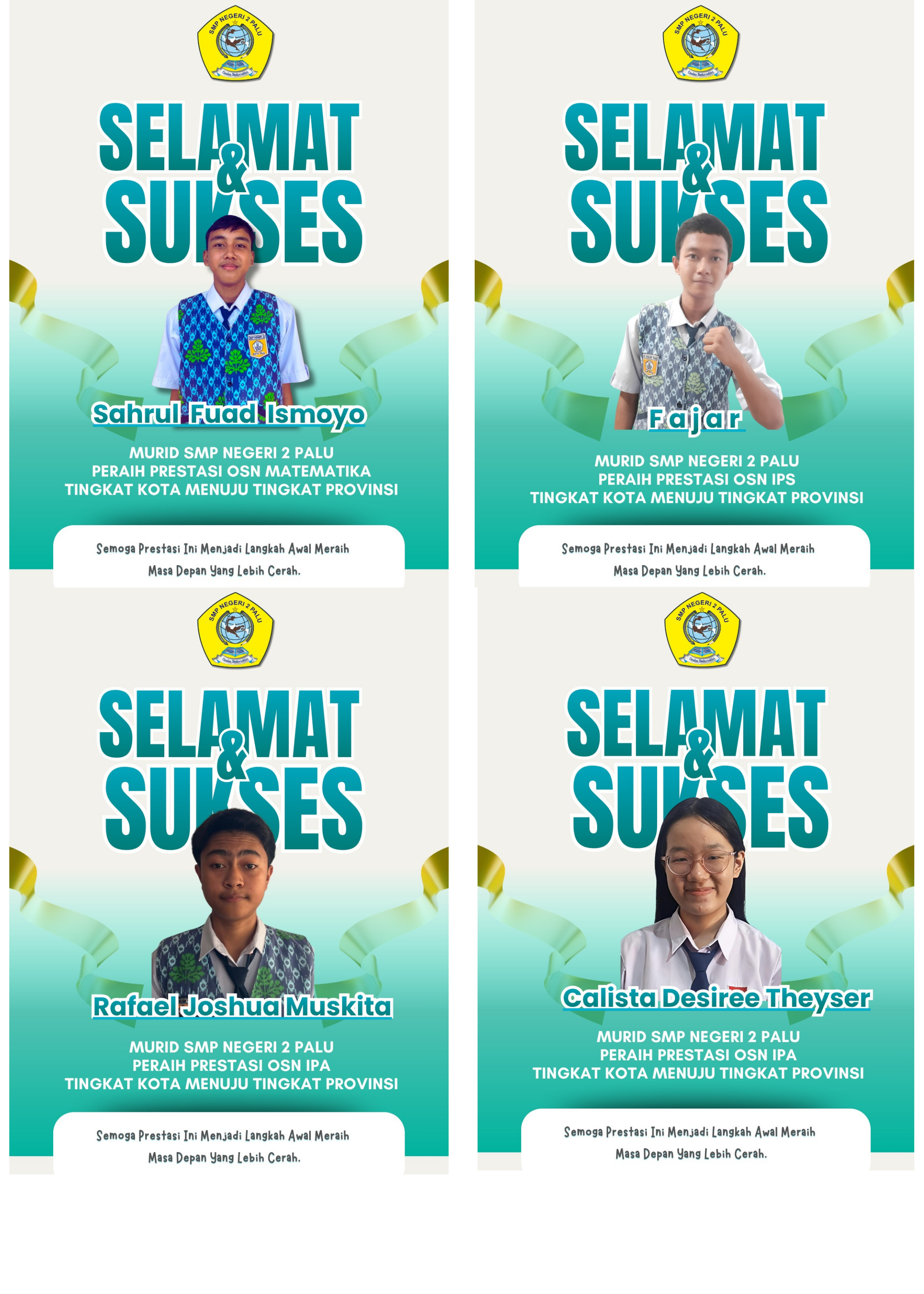Empat Siswa SMP Negeri 2 Palu Lolos OSN Tingkat Kota Menuju Provinsi